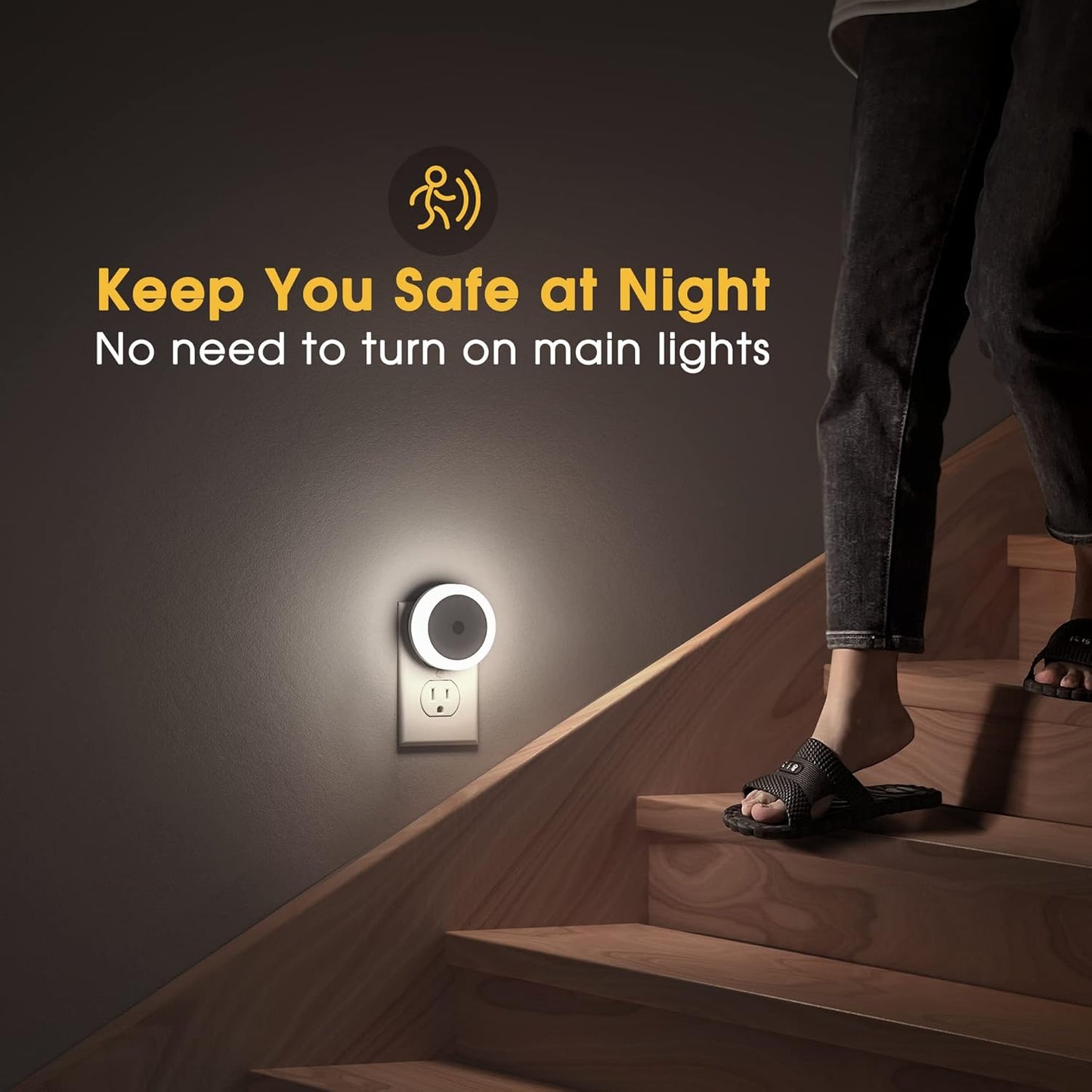 Briignite Motion Sensor Night Light, [2 Pack] Night Lights Plug into Wall, Auto On/Off Motion Activation Nightlight, Energy-Saving 0.6W LED, Daylight White, Ideal for Kids, Bedroom, Bathroom