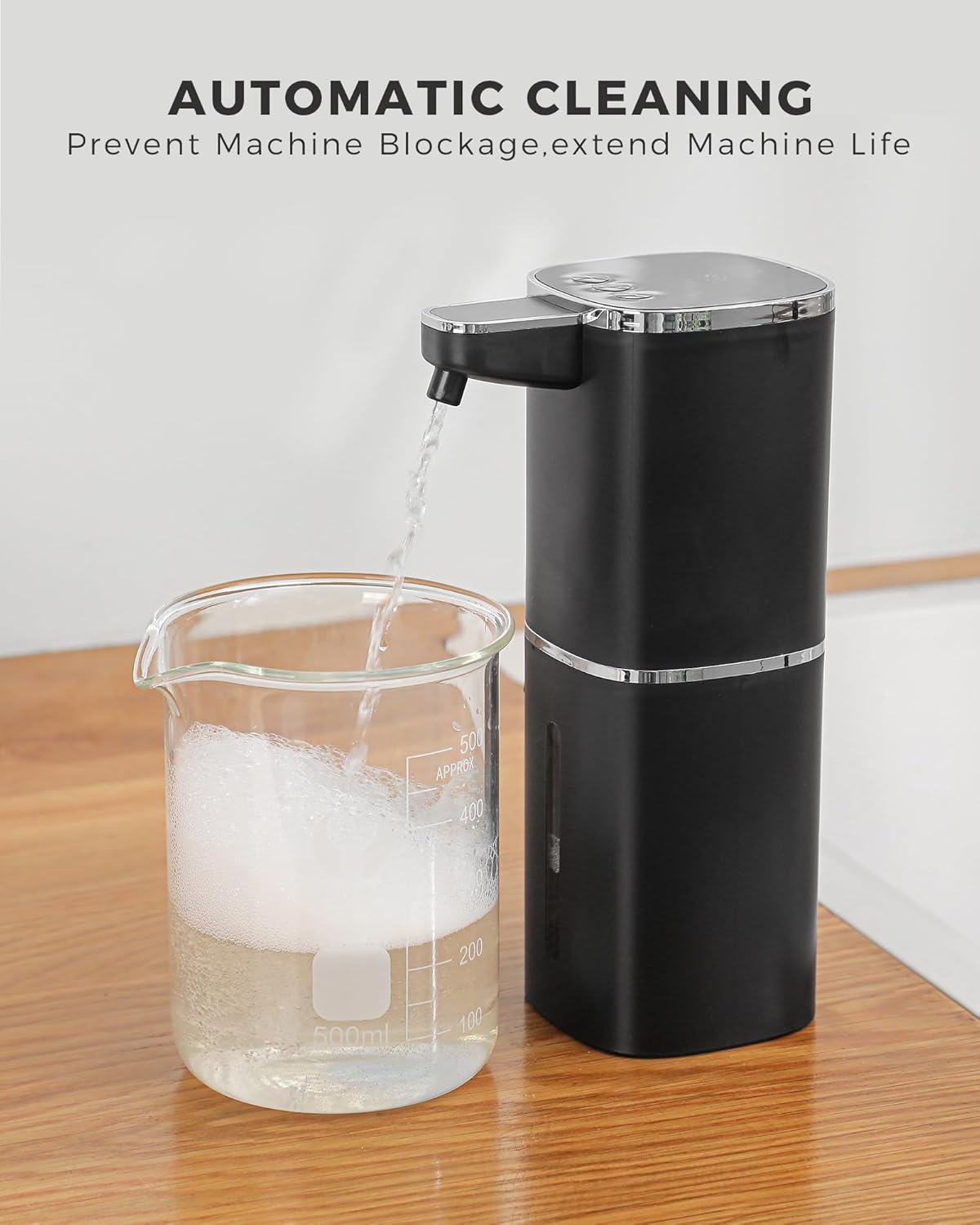 2 Pack Automatic Foaming Soap Dispenser, 13.5oz/400mL, USB Rechargeable,9- Adjustable Foam Levels, IPX5 Waterproof, Touchless & Wall/Tabletop Use for Kitchen Bathroom, Black