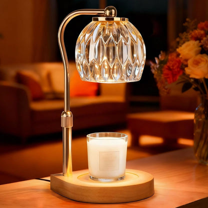 Candle Warmer Lamp with Timer Dimmer, Adjustable Height Candle Lamp Warmer for Jar Candles, Flower Glass Wax Melt Warmer with 2 Bulbs, Flameless Home Decor Gifts for Women Mom, Housewarming