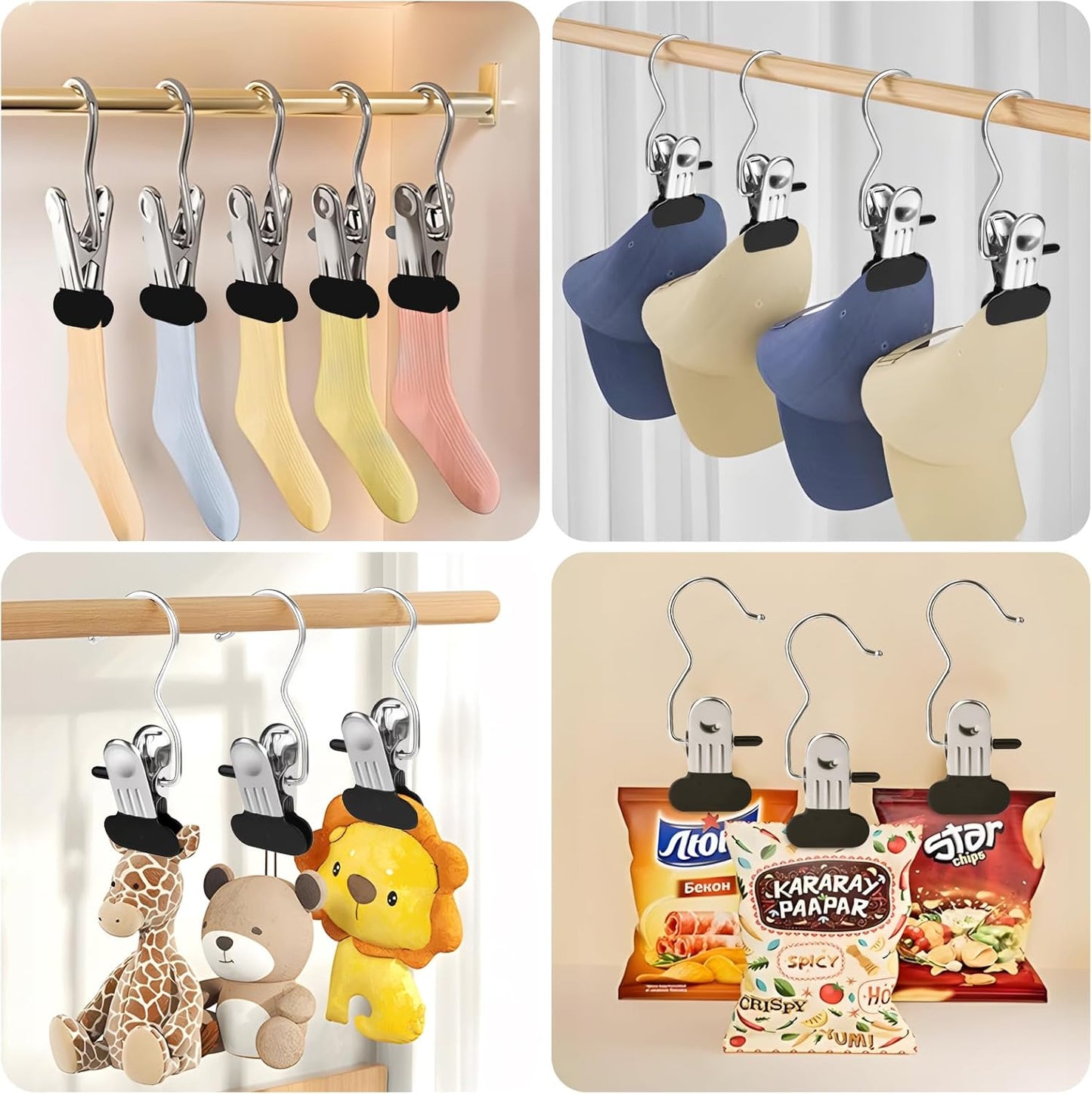 Clothes Pins 30-Pack Laundry Hook Hangers Clothes Hanger Clips for Closet Organizer Socks Towels Clips Heavy Duty Clothespins Bulk Clothes Hanger Clips for Wardrobe Travel Pants Socks Handbag