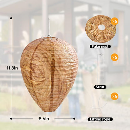 4 Pack Hanging Paper Fake Wasp Nests for Home(Brown)