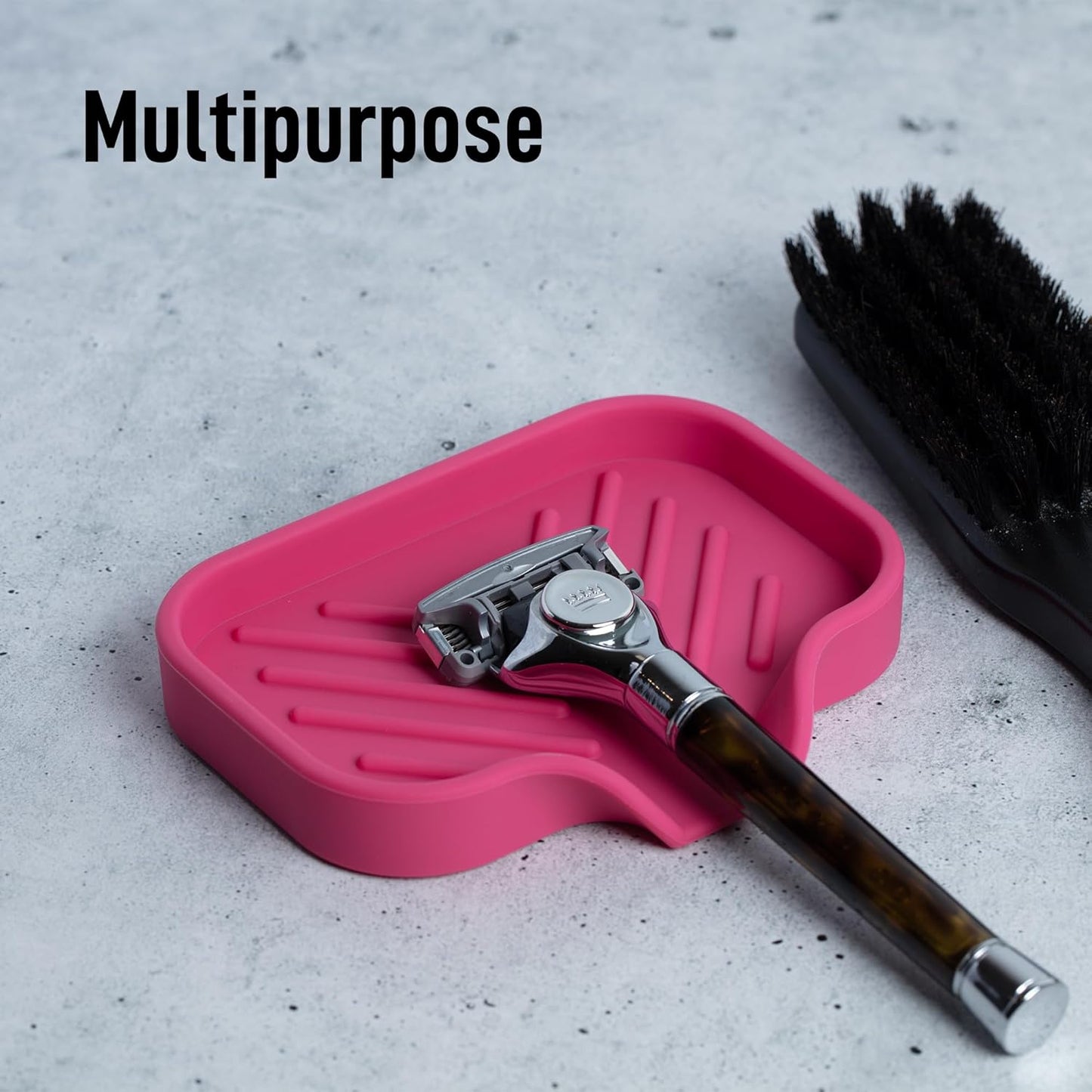 Zulay Kitchen (9x3.5in) Sponge Holder for Kitchen Sink - Flexible Heavy-Duty Multipurpose Sink Caddy - Counter Organizer for Kitchen, Bathroom, Makeup, Trinkets & More! (Grey)