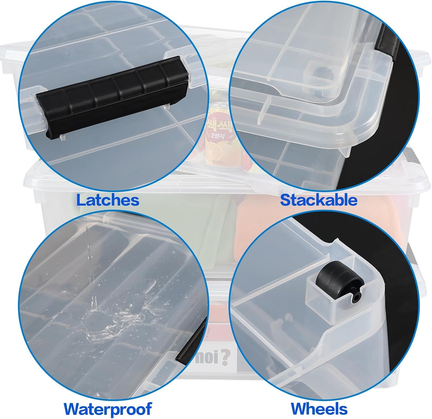 Hespama 3 Pack Plastic Rolling Storage Box Bin for Under the Bed, 20 Quart | Lidded Storage Container Bin, Clear