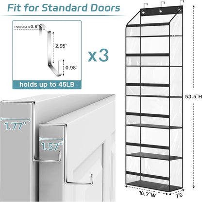 AOODA Clear Over the Door Hat Racks for Baseball Caps, Large Holds up to 72 Caps Hat Storage Organizer for Closet Wall, Deep Pockets Hanging Snapback Holder Shelves with 3 Hooks, White