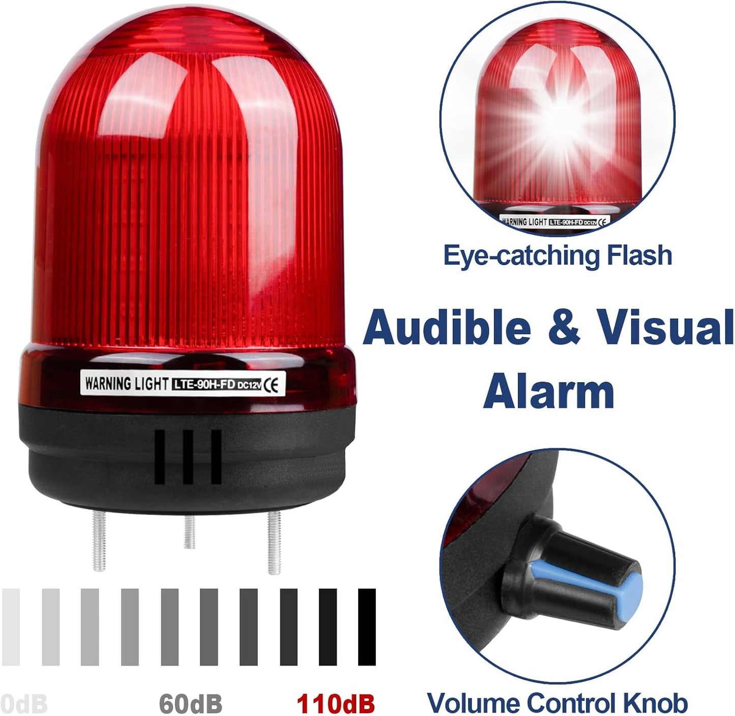 Sump Pump Alarm, High Water Leak Detection, with 110dB Loud Alarm and LED Indicator, 5ft Probe Cable, Suitable for Indoor/Outdoor Systems in Basements, Septic Tanks, and Sumps