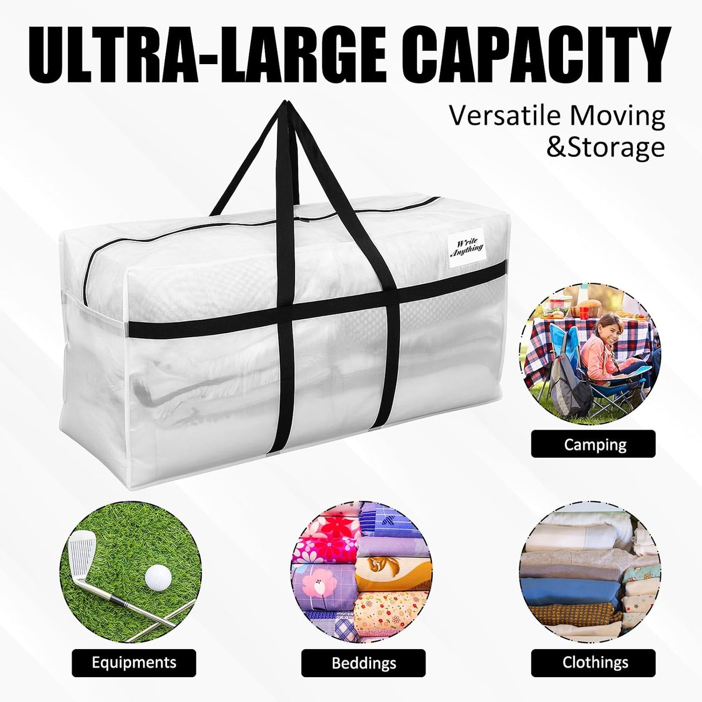 Windyun 4 Pack 57 Gallon Extra Large Moving Bags XXL Heavy Duty Storage Bag with Strong Zipper Handle Jumbo Big Tote Box Foldable for College Dorm Travel Clothes Duffle Blanket Pillow(Red)