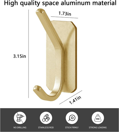 Paoli Heavy Duty Adhesive Wall Hooks, 30 lb Max Load Waterproof Hooks for Bathroom Towels Coats Bags, No Drill Damage-Free for Renters Apartment Dorm, Matte Black, 4 Pack