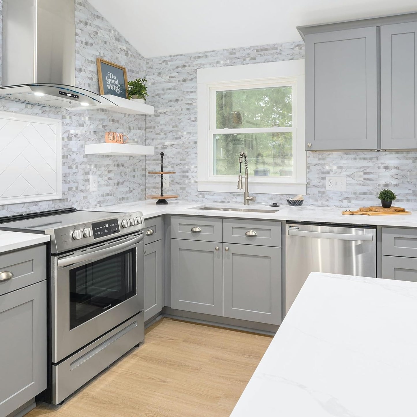 Midcard 10 Sheets Peel and Stick Backsplash PVC Wall Tile,for Kitchen Backsplash