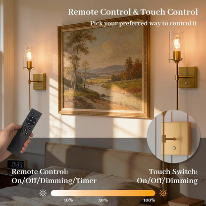 Wireless Wall Sconces with Remote Control, Black Battery Operated Wall Sconces Set of 2, Rechargeable Dimmable Wall Light for Bedroom Living Room Bathroom Hallway Entryway Stairwell,3 Colors