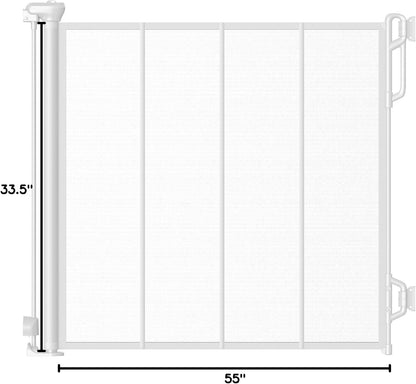 SPACEANY Reinforced Retractable Baby Gate, Mesh Dog Gate, Child Safety Gate for Doorways, Stairs, Hallways, Indoor/Outdoor, Wide Openings -33.5" Tall, Width up to 55" Gray