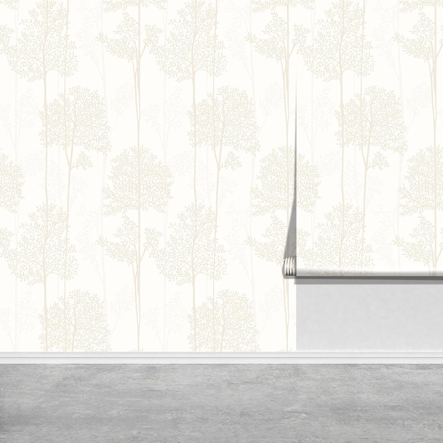 JiffDiff Warm White Self Adhesive Wallpaper with Waterproof, Farmhouse Removable Peel and Stick Wallpaper for Bathroom and Cabinets Decor, Botanical Renter Friendly Contact Paper 17.3" X 120"