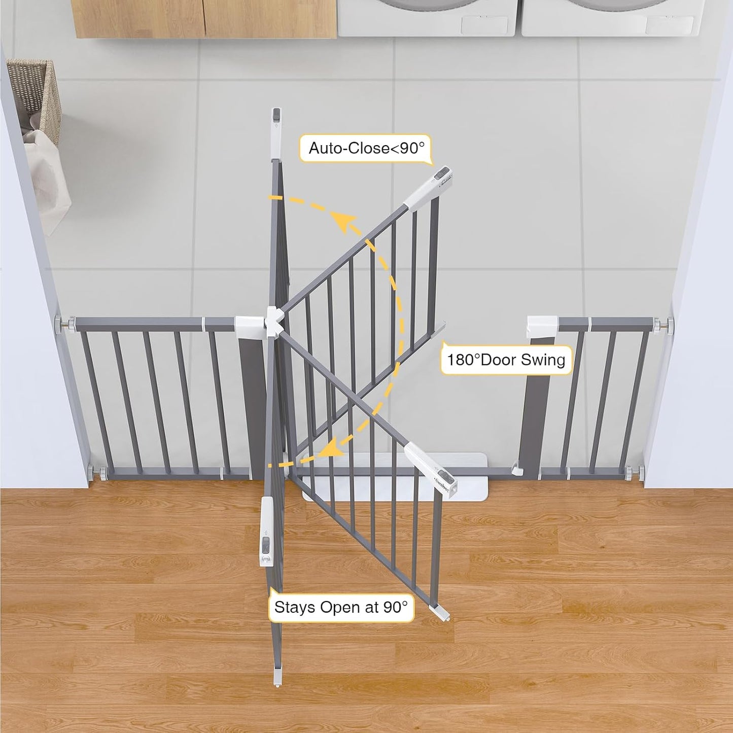 Cumbor 30-46" Baby Gate for Stairs, Mom's Choice Awards Winner-Auto Close Dog Gate for The House, Gifts for Mom, Easy Install Pressure Mounted Pet Gates for Doorways, Black