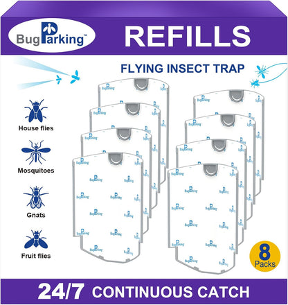 Flying Insect Trap, Plug-in UV Light for Gnats, Fruit Flies and Houseflies, Silent Sticky Catcher for Indoor Use, 1 Device & 3 Refills