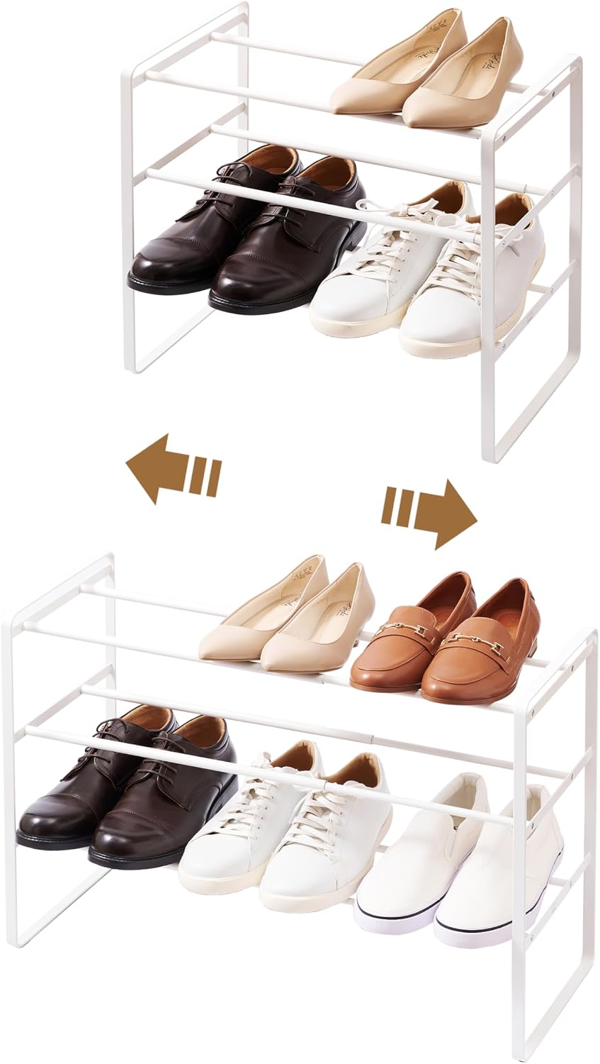YAMAZAKI Home Frame Adjustable Shoe Rack - Spacesaving Storage Solution, 7" - Steel - Holds Up to 4 Pairs of Shoes Per Shelf