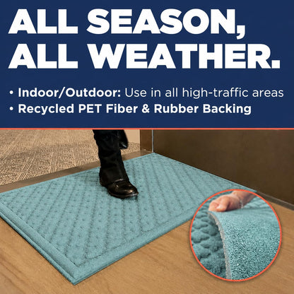 Artisan Entry Indoor Mats for Entryway, Durable & Easy to Clean Tray for Boots, Anti-Slip & Water-Resistant for Front Room, Made in The USA, 15" x 36", Blue, by Mats Inc.