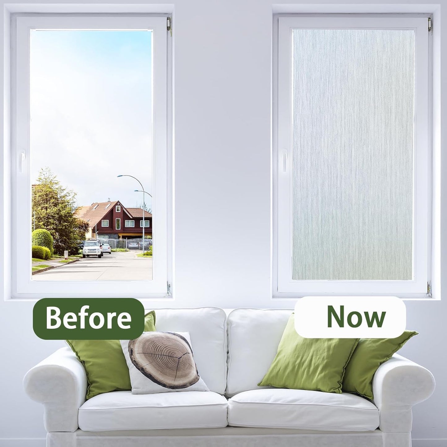 Frosted Glass Window Privacy Film, Static Cling, Non-Adhesive UV & Heat Blocking Anti-Glare Window Clings, Removable Reusable Stickers for Home Bathroom Office, 17.5" x 78.7"