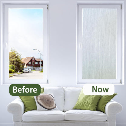 Frosted Glass Window Privacy Film, Static Cling, Non-Adhesive UV & Heat Blocking Anti-Glare Window Clings, Removable Reusable Stickers for Home Bathroom Office, 17.5" x 78.7"