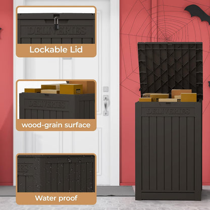 230 Gallon Large Outdoor Storage Box Waterproof, UV Resistant Resin Deck Box with Hydraulic Rod & Lockable Latch for Patio Furniture, Outside Storage Box for Garden Tools, Patio Cushions, Black