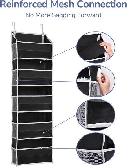 ULG Over the Door Organizer, 5-Tier Extra Large Hanging Storage with 10 Mesh Pockets, 100 lbs Capacity, Heavy Duty Door Organizer for Closet, Bedroom, Nursery Storage, Beige
