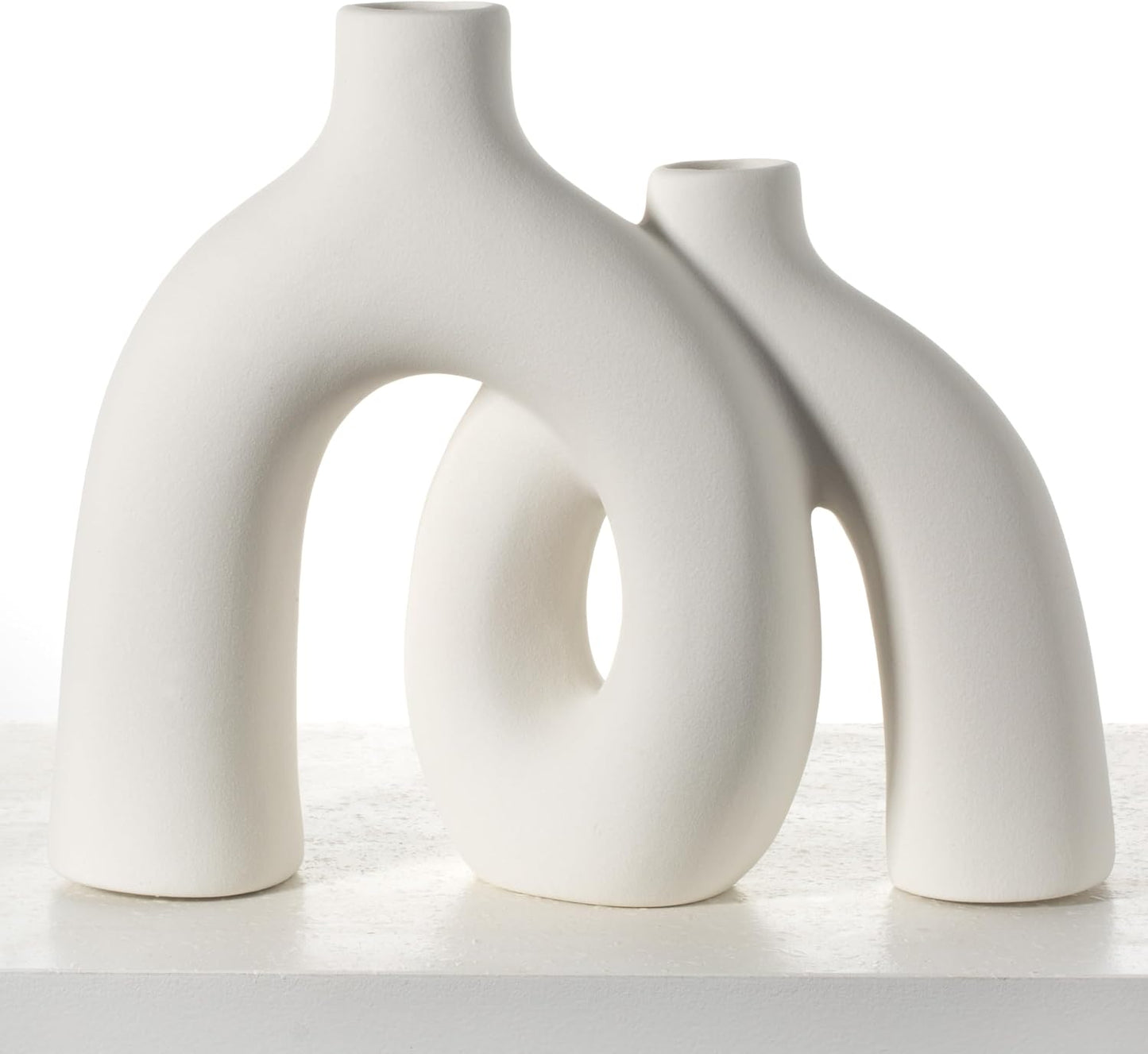 CEMABT Modern Nordic Boho Vase Set - Elegant Beige Matte Ceramic Vase for Living Room, Bookshelf, Mantel, Entryway Table & Console Decor | Home Decor Shelf Decorations Easter Gift