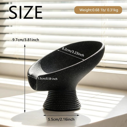 Self Draining Soap Dish with Suction Cup, Leaf Shaped Resin Soap Holder for Bathroom, Shower, Sink & Kitchen (Beige)