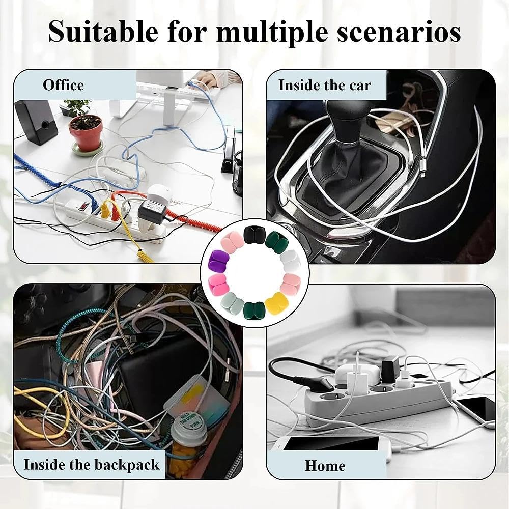 10Pcs Reusable Silicone Cord Organizer,Headphone Earphone Cable Organizer Cord for Business Travel