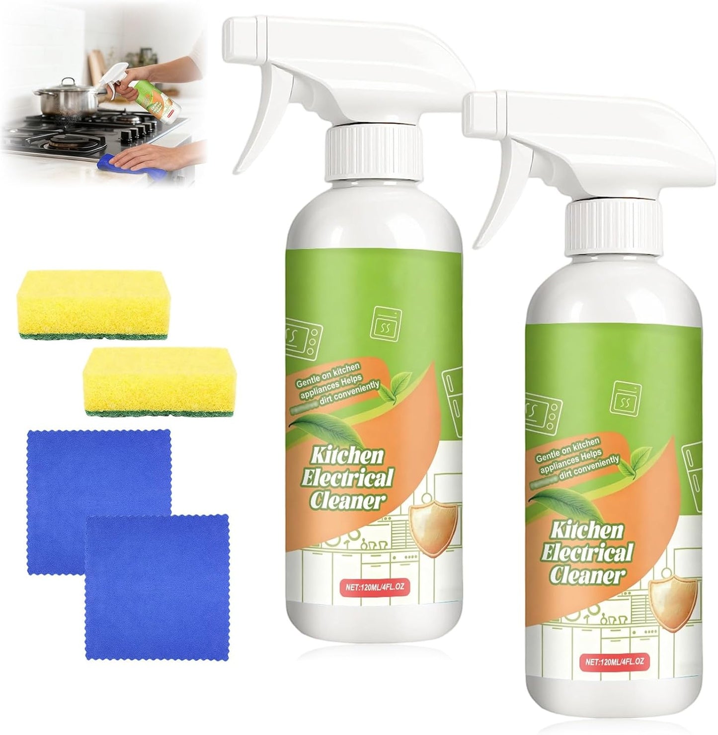 2PCS Electrolyzed Ion Kitchen Electrical Cleaner Spray- Electrolyzed Ion Kitchen Heavy Duty Cleaner Degreaser, Multi-purpose Household Cleaning, for Household, Oven, Stove, Range Hood