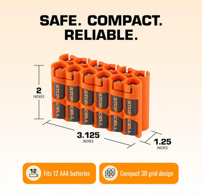 AAA Battery Storage Caddy by Storacell, Yellow, Holds 12 Batteries (Not included)
