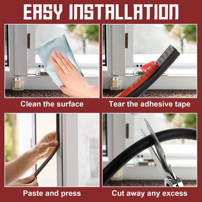 26Feet D Shape EPDM Foam Rubber Seal with Tape, 1/2”W Self-Adhesive Rubber Automotive Weather Stripping for Most Car,Truck, Boat, Auto, RV, Marine, Garage Doors/Window and More