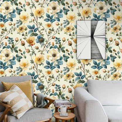 Floral Peel and Stick Wallpaper, 17.71" x 118.1" - Removable, Waterproof, Decorative Vinyl Wallpaper for Bedroom, Living Room