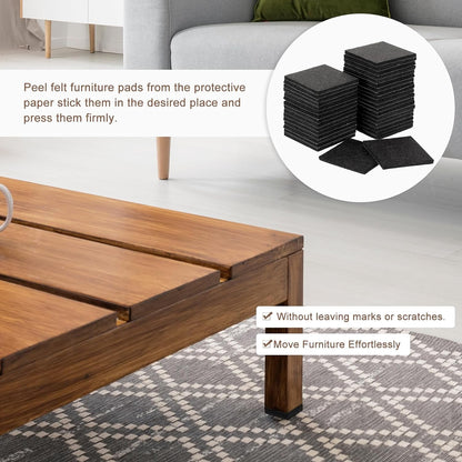 uxcell Furniture Pads, 36Pcs 1.5" - Square Self Adhesive Felt Furniture Pads, Floor Protectors for Furniture Feet Chairs Legs Hardwood Floors (Black)