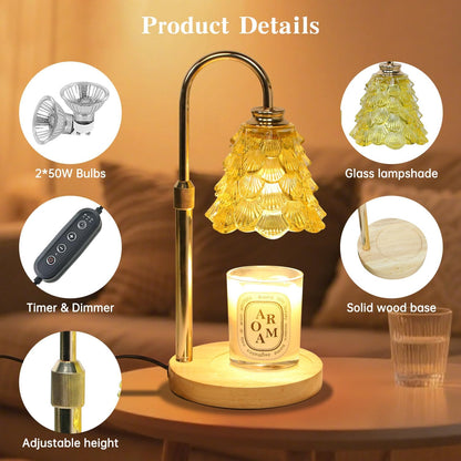 Fragrance Candle Warmer Lamp with 2 Bulbs Electric Candle Warmer with Timer & Dimmer for Home Decor