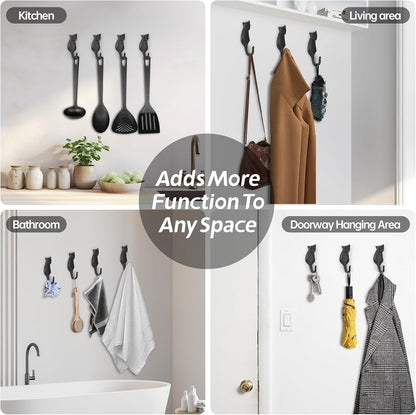 Coat Hooks Wall Mounted, Rustic Bat Key Hook Holder, Heavy Duty Decorative Black Wall Hooks for Mudroom, Towels, Hat Rack, Purse Hooks, Cast Iron Decorative ‎Antique Black Hooks