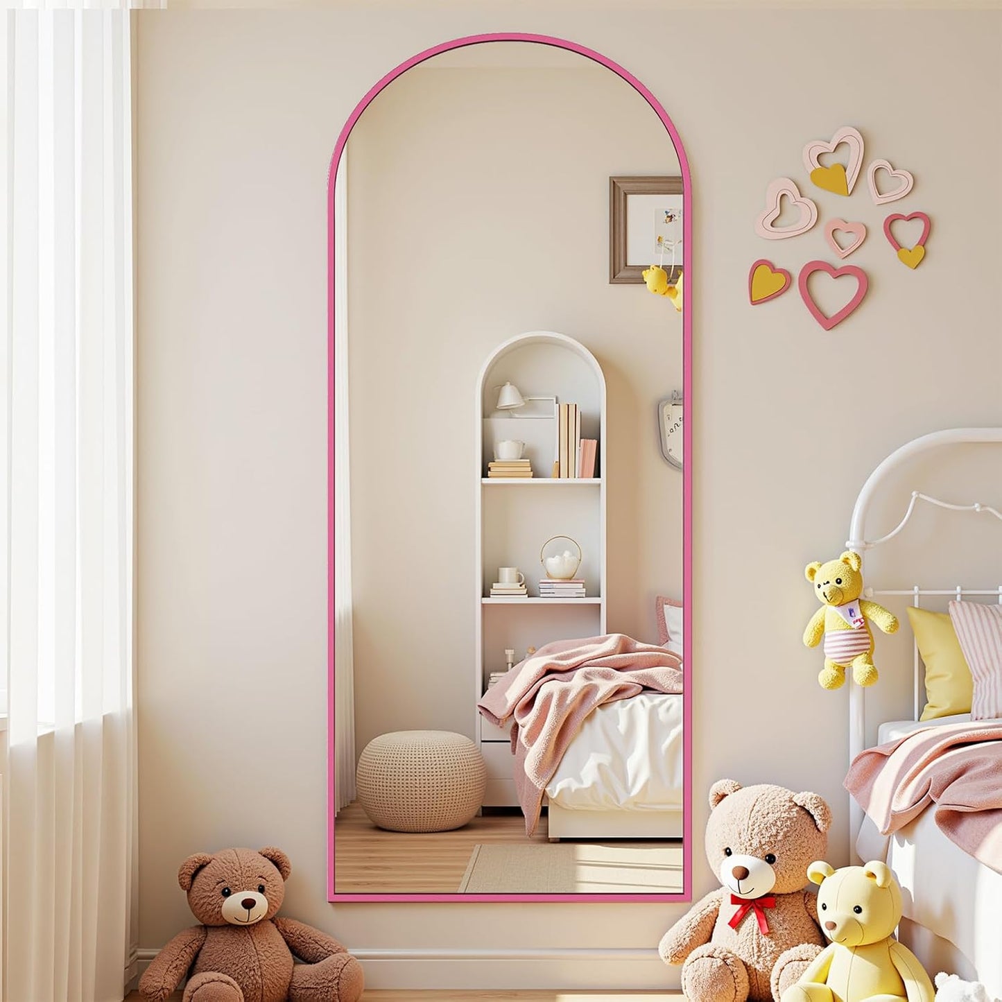Full Length Mirror with Stand, 71"x28" Arched Full Body Large Stand Up Aluminum Frame Floor Standing Mirror, Freestanding Hanging Leaning Mounted for Bedroom Living Room Entryway Gold