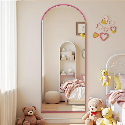 Full Length Mirror with Stand, 71"x28" Arched Full Body Large Stand Up Aluminum Frame Floor Standing Mirror, Freestanding Hanging Leaning Mounted for Bedroom Living Room Entryway Gold