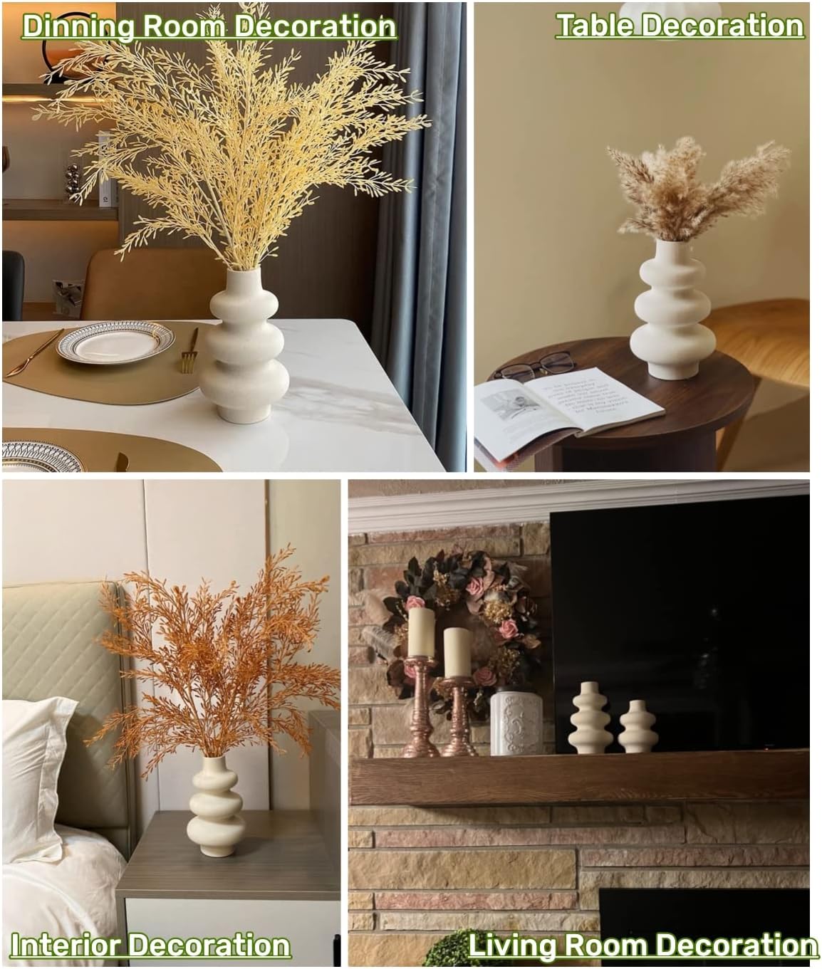 Steviieden Ceramic Vases Set 2, Modern Home Decor,Off White Round Vases,Modern Dried Flower Vases, Boho Home Decor for Centerpieces Wedding Dinner Table Party Living Room Office Bedroom