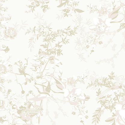 Dimoon 17.3''x78.7'' Vintage Peel and Stick Wallpaper Boho Beige Neutral Contact Paper White Floral Bird Wallpaper Removable Botanical Renter Friendly Modern Wall Paper Bedroom Bathroom Vinyl Roll