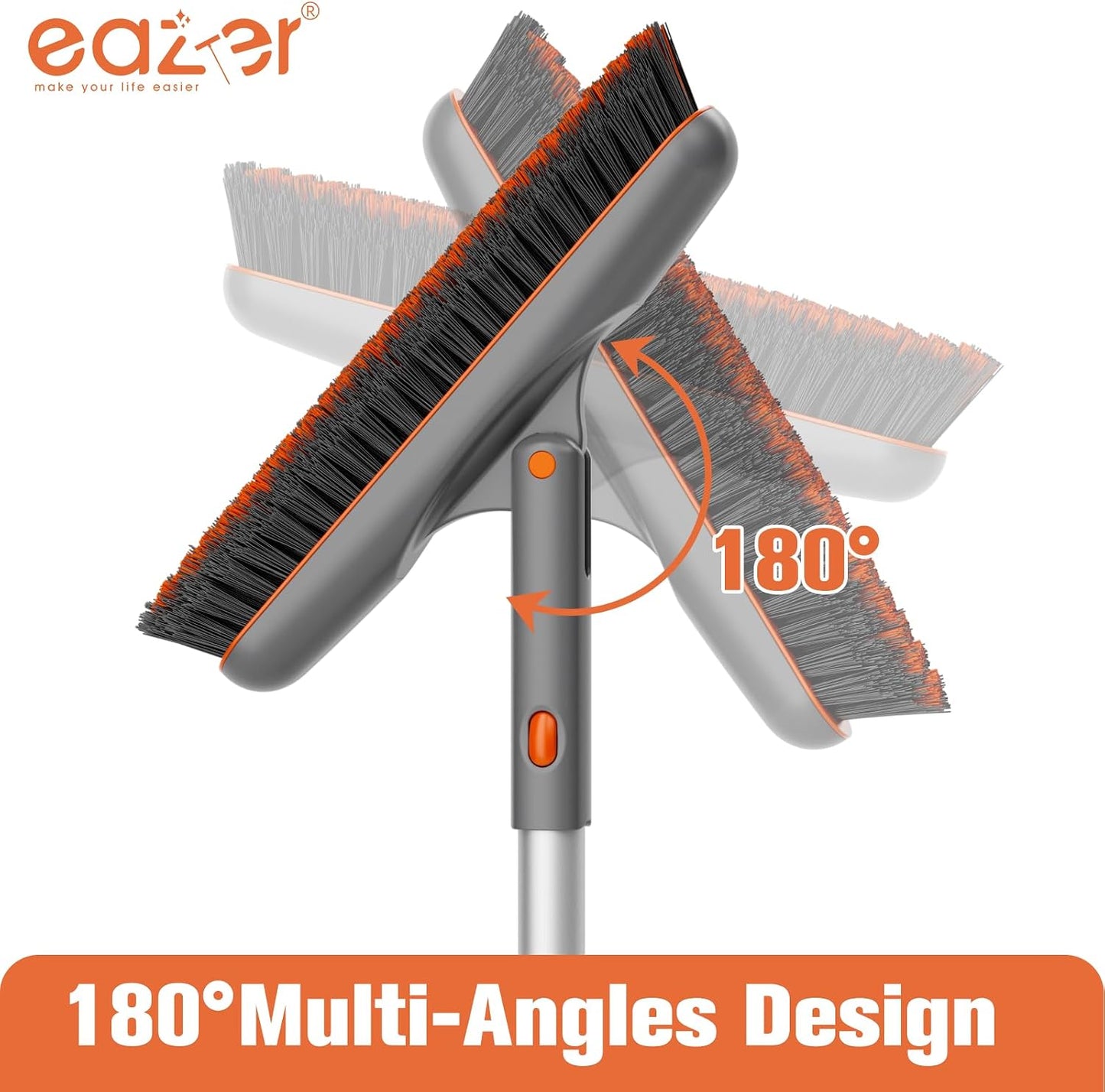 Eazer Grout Brush - Original Head,EAB02-H,180°Rotation Tile Grout Cleaning Tool, V-Shape Shower Scrubber Cleaner Stiff Bristle for Cleaning Bathroom Wall, Baseboards（Pole Not Included）