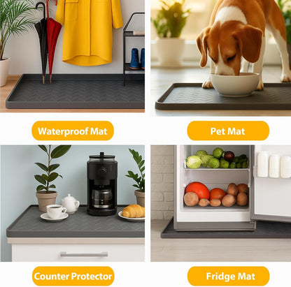 TigeJoy 28" x 19" Under Sink Mats for Kitchen Waterproof, Leak-Proof Silicone Mat Sink Protector and Cabinet Liner, Kitchen Essentials Organizer and Storage, Boot or Shoe Tray, Pet Feeding Mat