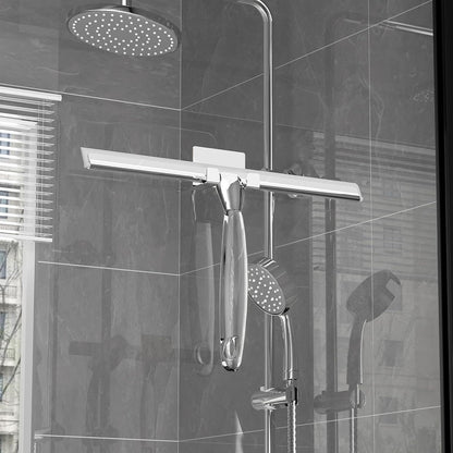 Ettori Shower Squeegee Clear Glass Wall Cleaner Stainless Steel with Suction Storage Hook -10'', Chrome
