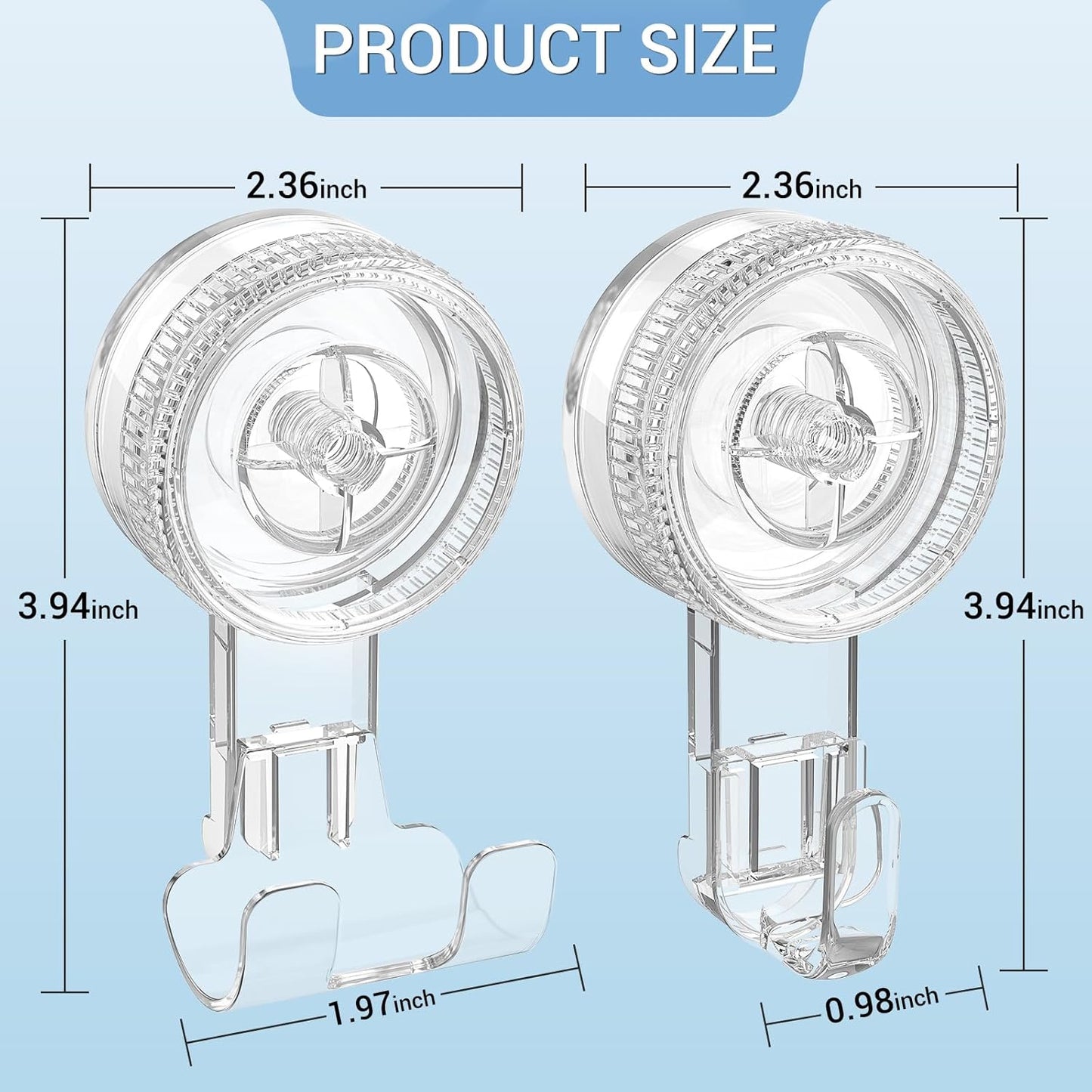 LUXEAR Suction Hooks, 2 Pack Razor Hooks Removable & Reusable Suction Shower Hook Damage-Free Powerful Suction Hanger for Towel Bathrobe Loofah Bathroom Kitchen Storage Hooks Weather Hanger Hook