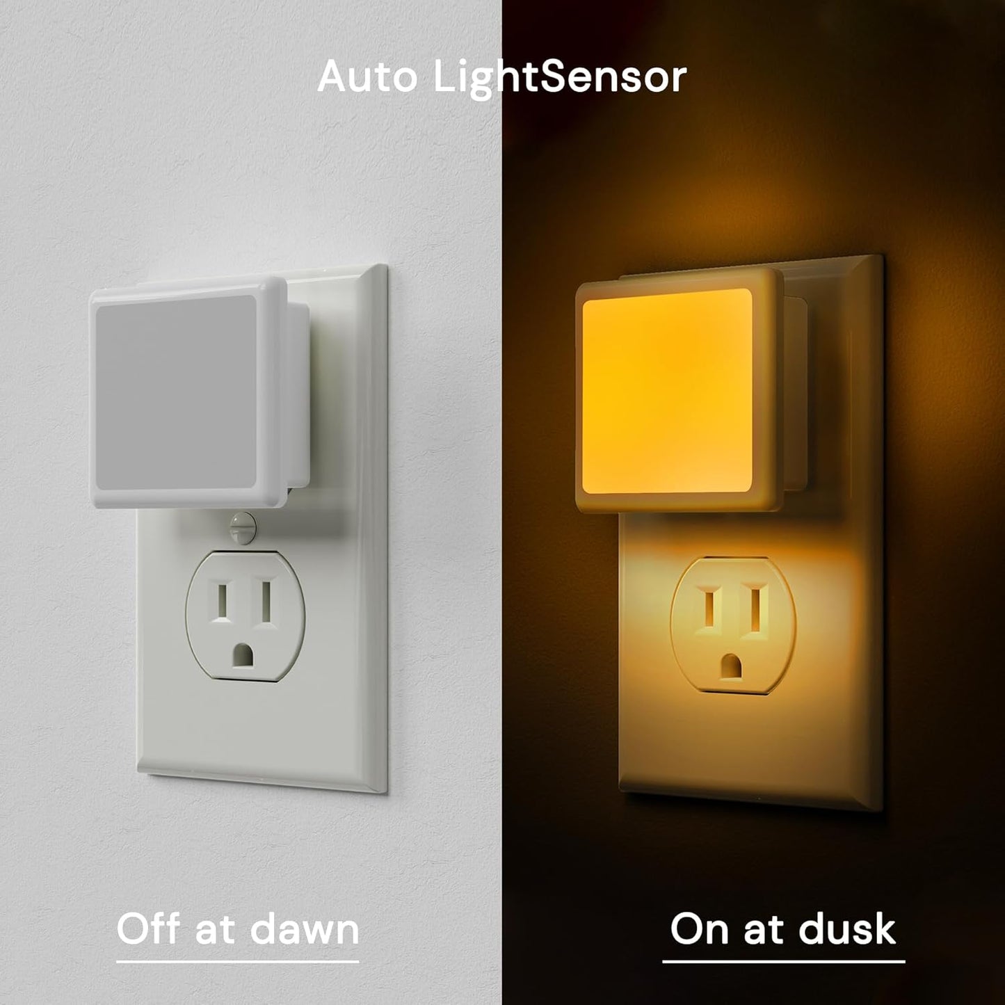 L LOHAS LED Night Lights Plug into Wall 2-Pack, 0.3W Plug in Night Light, Dusk to Dawn, 3000K Soft White, Bright Nightlight Auto-On/Off, for Adults Kids Room Bedroom Bathroom Hallway Kitchen, Non-Dim