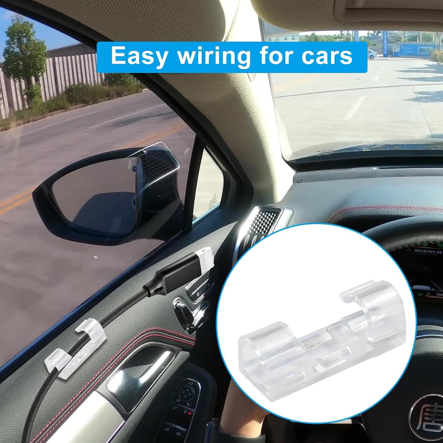 Jiozermi 60 Pcs Self Adhesive White Cable Clips, Cable Wire Management Clips with 3M Adhesive Wall Wire Holder Cord Management for Desk, Wall, TV, Car Dash Cam, RV, Ethernet, PC, Christmas Light