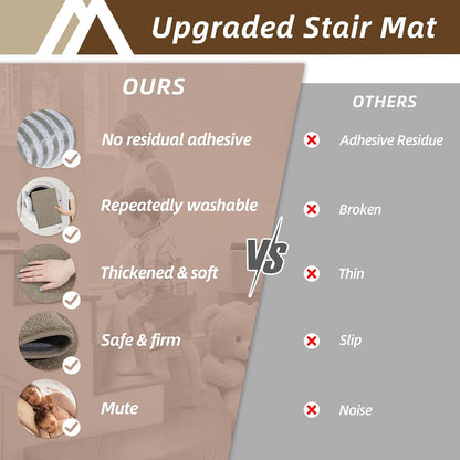COSY HOMEER Stair Treads Non-Slip Carpet Stair Treads for Wooden Steps, Indoor Stair-Runner Rugs for Kids Elders & Pets 28"x9" (4Pc, Dark Gray)
