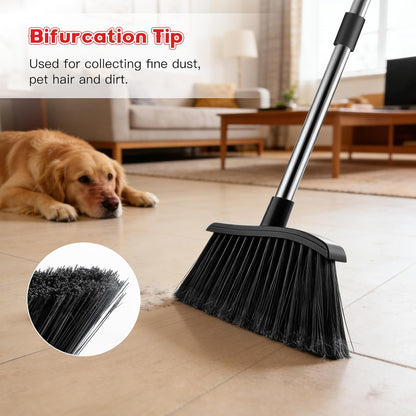 Heavy Duty Broom, 54-inch Adjustable Long Handle Angle Brooms Large Brooms for Sweeping Indoor and Outdoor Commercial Broom for Home Kitchen Patio Garage Porch Courtyard Classroom, Red