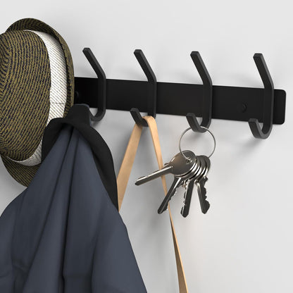 VAEHOLD Black Hat and Coat Wall Mount Rack - 3 Hooks for Robes, Bags, Keys, and Towels - Bathroom Towel Hanger Organizer (1 Pack)