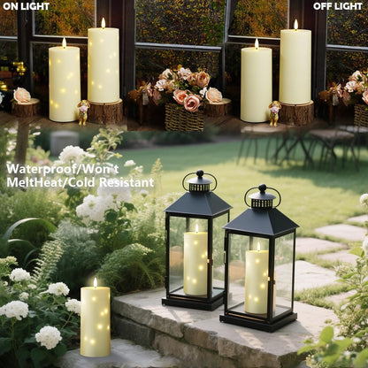 YOROXRG Set of 24 Waterproof Outdoor Flameless Candles, LED Candles with 4 Remote and Timer,(H 4" 5" 6" x D 2.2"),for Christmas,Halloween,Wedding,Festival