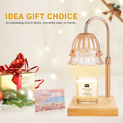 Candle Warmer Lamp with Timer & Dimmer, Candle Warmer Height Adjustable, Fits All Jar Scented Candles, Candle Lamp with 3 Bulbs, Charming Gift Box with Ribbon for Gifting
