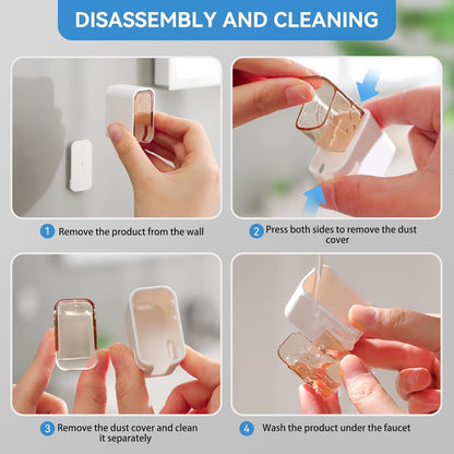 Toothbrush Holders for Bathrooms, 2PCS Innovation Single Slot Toothbrush Holder Wall Mounted with Cover for Shower, Single Toothbrush Dispenser Storage Organizer for Family & Travel