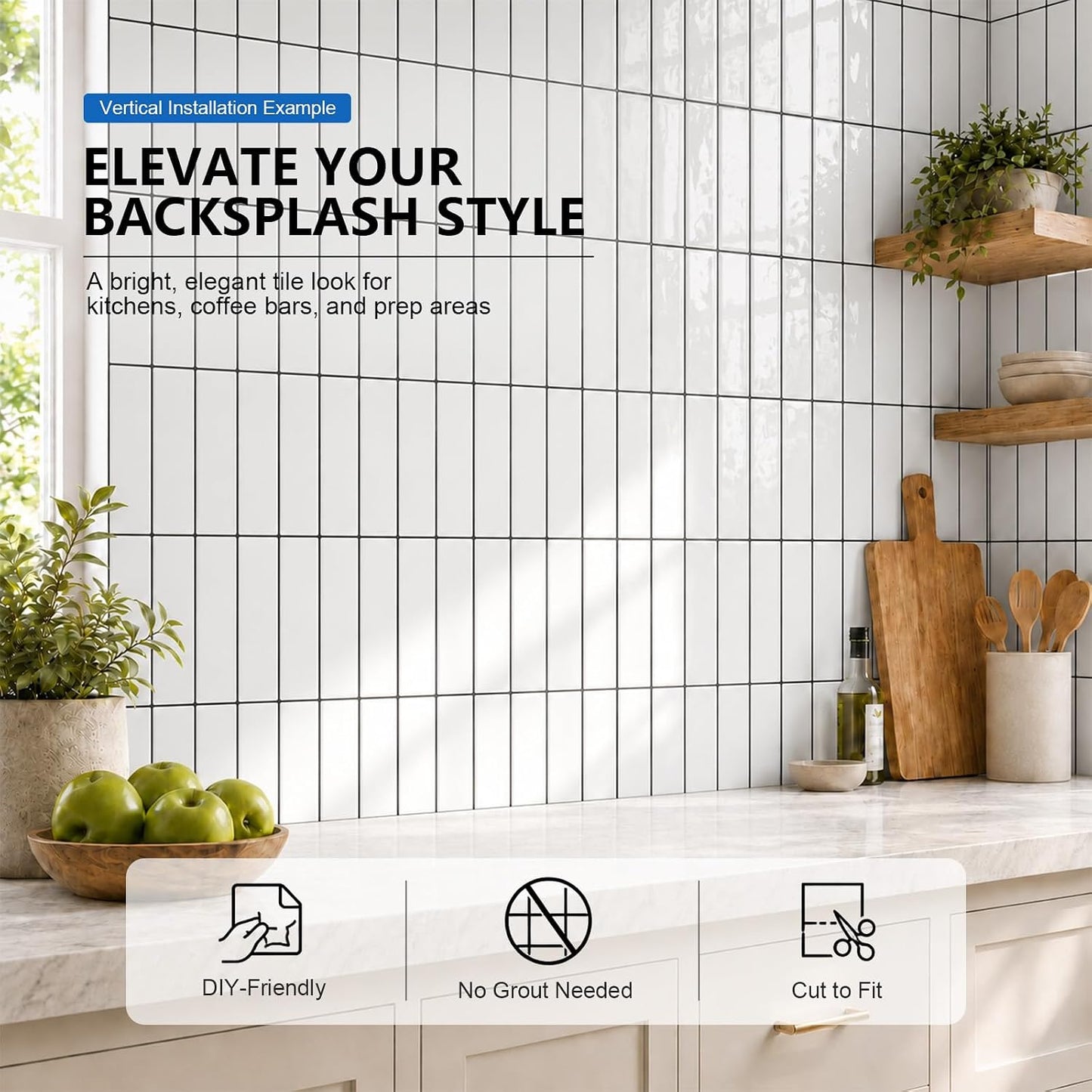 Peel and Stick Backsplash Tiles – Easy DIY Self-Adhesive Subway Wall Tiles, 10 Pack for Kitchen & Bathroom, 11.42'' x 9'' (White Grey)